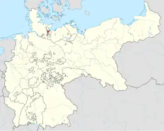 Location of the Free City of Lübeck within the German Empire