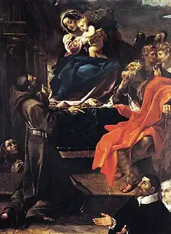Madonna and Child with St Francis of Assisi (1591) – known as "La Carraccina" due to the admiration of the young Guercino[5]