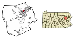 Location of Swoyersville in Luzerne County, Pennsylvania.