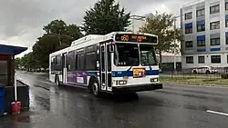 An Orion VII bus in Queens bound for Jamaica