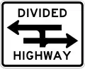 R6-3a Divided highway crossing, T-intersection
