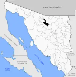 Location of the municipality in Sonora