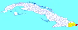 Maisí municipality (red) within Guantánamo Province (yellow) and Cuba