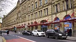 Station façade, and canopy with names of destinations