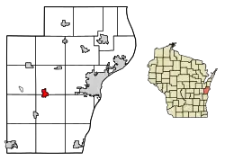 Location of Valders in Manitowoc County, Wisconsin