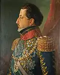 Emperor Pedro I, founder and first Grand Master of the Order, wearing the collar and the insignia of the Imperial Order of the Rose and other orders and decorations