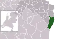 Highlighted position of Vlagtwedde in a municipal map of Groningen