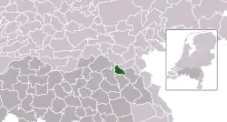 Highlighted position of Grave in a municipal map of North Brabant
