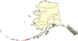 State map highlighting Aleutians West Census Area