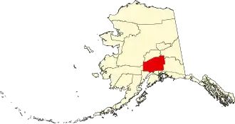 Map of Alaska highlighting Matanuska-Susitna Borough