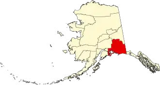 Map of Alaska highlighting Valdez–Cordova Census Area