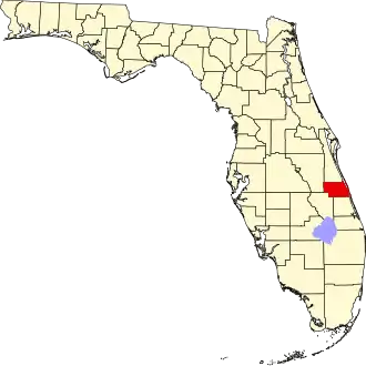 A state map highlighting Indian River County in the eastern part of the state. It is small in size.