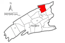 Map of Perry County, Pennsylvania highlighting Greenwood Township