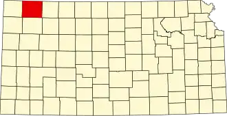 Map of Kansas highlighting Rawlins County