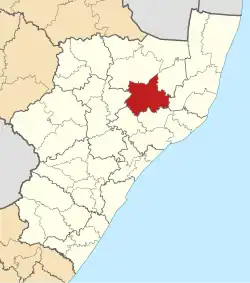Location of Ulundi Local Municipality within KwaZulu-Natal