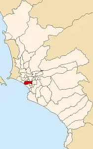 Location of San Isidro in the Lima Province