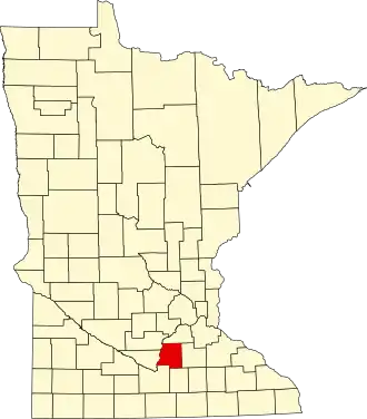 State map highlighting Le Sueur County