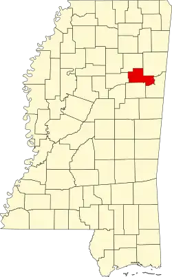 Map of Mississippi highlighting Clay County