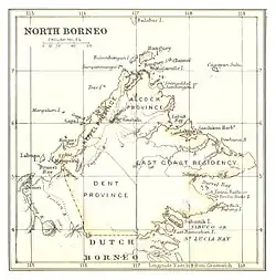 Map of North Borneo from the British Library, 1888