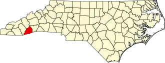 Map of North Carolina highlighting Transylvania County