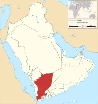 Map of the Kingdom of Yemen before 1934