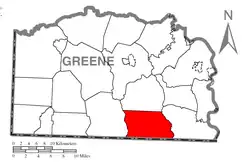 Location of Perry Township in Greene County