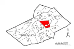 Map of Schuylkill County, Pennsylvania Highlighting Blythe Township