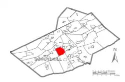 Location of Branch Township in Schuylkill County, Pennsylvania