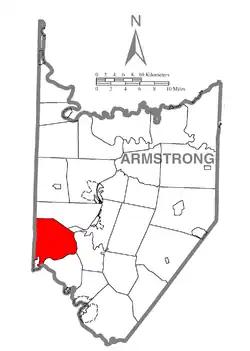 Map of Armstrong County, Pennsylvania, highlighting South Buffalo Township