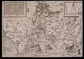 Shows Holy Roman Emperor Charles V capturing Tunis and its port city of La Goulette (also known as Goletta and Halq al-Wadi), in 1535.