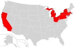 The states in which the Albanian Archdiocese has jurisdiction.