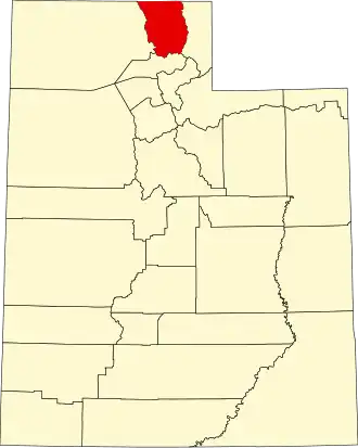 Map of Utah highlighting Cache County