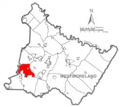 Map of Westmoreland County, Pennsylvania Highlighting Sewickley Township