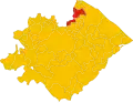 Position of Tavullia in the Province of Pesaro and Urbino