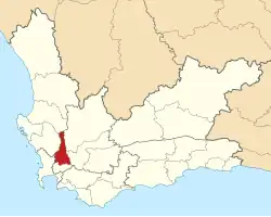The Drakenstein Local Municipality is located in the Cape Winelands district around the town of Paarl, to the east of Cape Town.