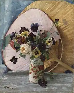 A Study of Pansies and a Japanese Fan,  1887