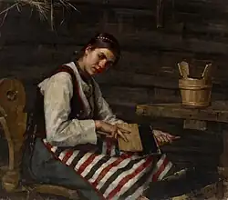 Girl Carding, 1883