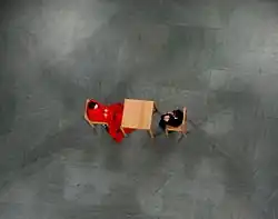 Zenith shot of the performance The Artist Is Present in the Museum of Modern Art