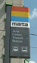 MARTA rail station sign at Arts Center