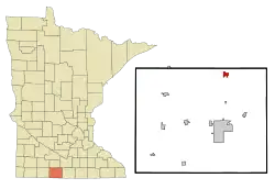 Location in Martin County and the state of Minnesota