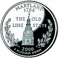 The dome of the statehouse is depicted on the Maryland state quarter.