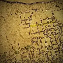 Map clipping of Marylebone from around 1770 before Devonshire Street had been laid out