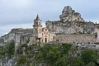 San Pietro Caveoso church and the rocky outcrop on which Madonna de Idris church is built