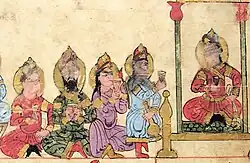 Court scene. Amid, modern-day Diyarbakır, Turkey, 1206 (Ms. Ahmet III 3472).[16]