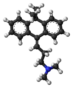Ball-and-stick model of the melitracen molecule