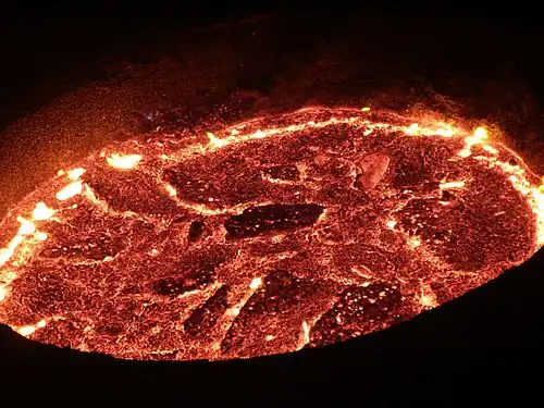 A pot of molten iron being used to make steel