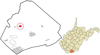 Location in Mercer County and the state of West Virginia.