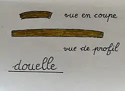 Finished barrel stave: cross-section and profile (outer surface is slightly convex in both directions).