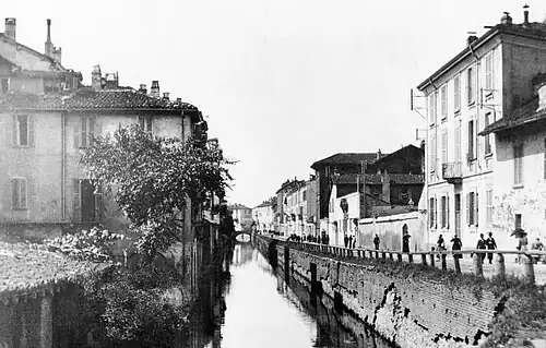 The Naviglio di San Gerolamo, the part of the Cerchia dei Navigli descending from the southern vertex of the Sforza Castle, along via Carducci