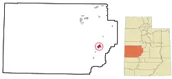 Location in Millard County and the state of Utah